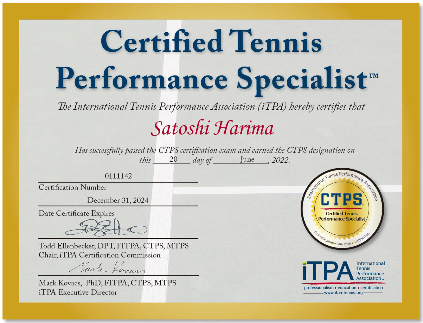 CTPS Certificate Satoshi